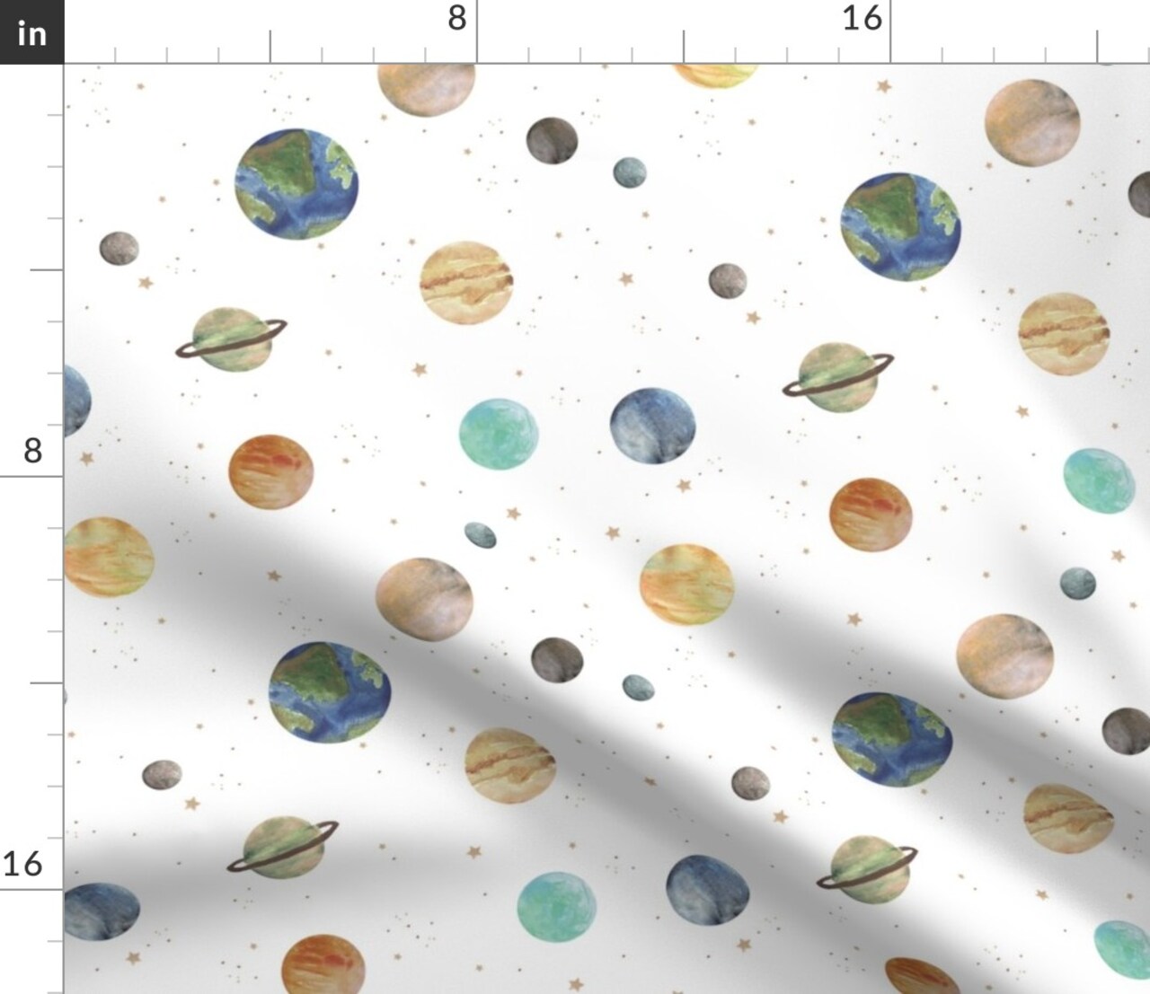 Solar System Medium Space Nursery Theme Planets Stars Astronomy Custom Printed Fabric by Spoonflower Various Fabrics by the Yard or Fat Quarter